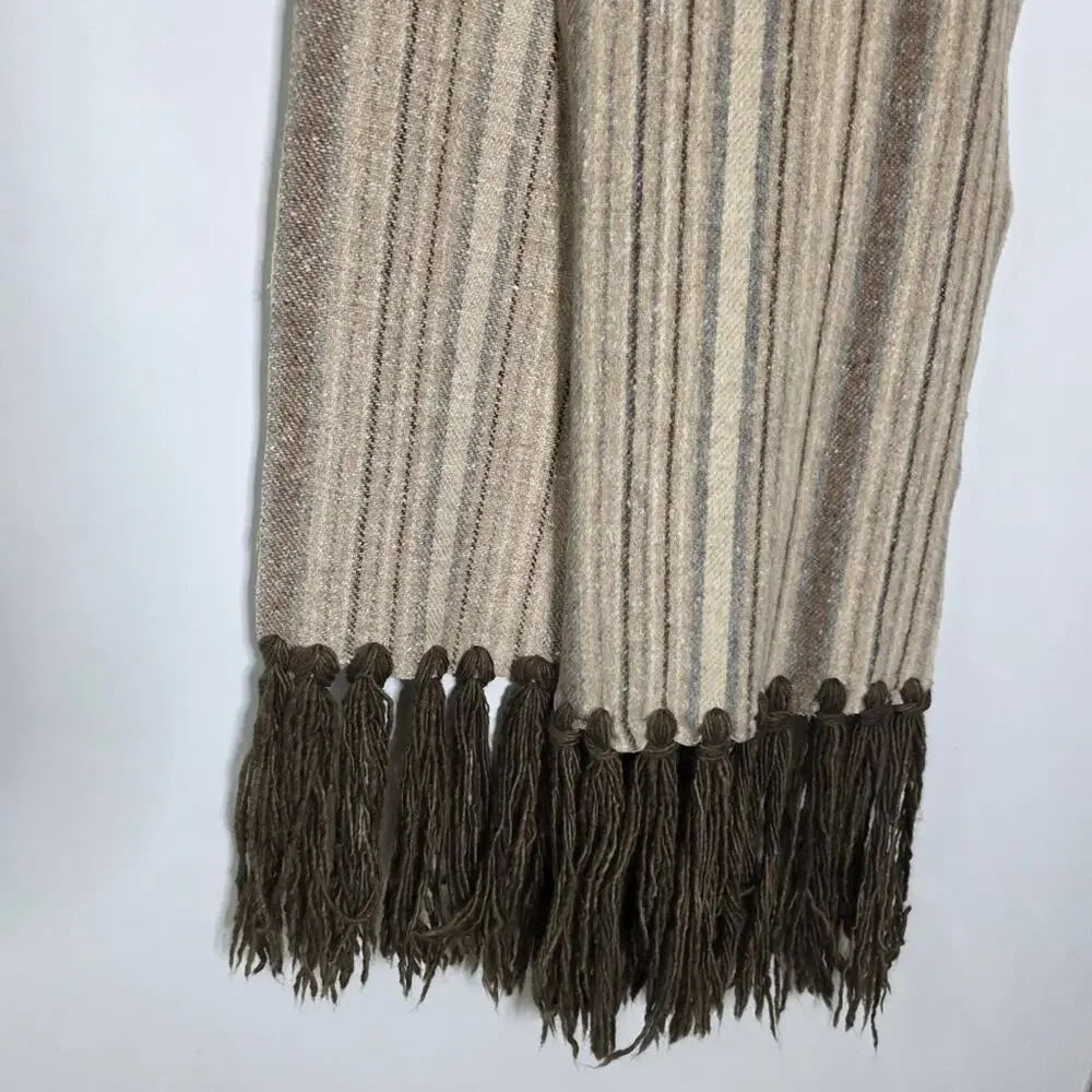 Super Long Wool striped yard fringed sweater scarf in great condition 76